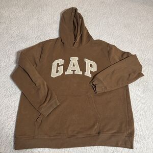 GAP Brown Embroidered Pull Over Hoodie XL